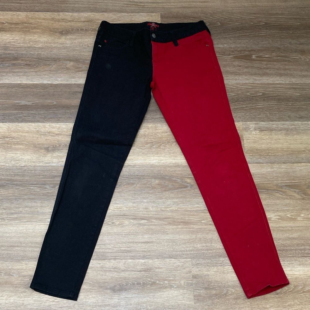 Royal Bones Two-Tone Red and Black Jeans Sz 7